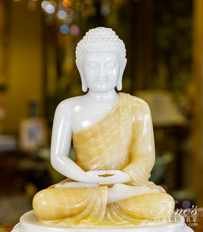 Marble Statues  - 15 Inch Marble And Onyx Buddha Statue  - MS-1436